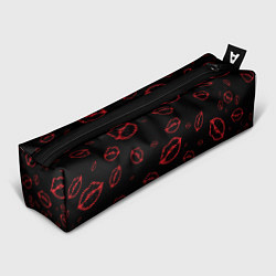Пенал для ручек Паттерн красные губы на черном - lips red, цвет: 3D-принт