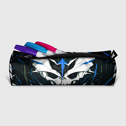 Пенал для ручек Абстрактный белый череп и синие полосы, цвет: 3D-принт — фото 2