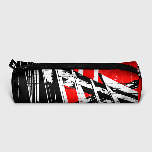 Пенал Чёрно-белые абстрактные линии на красном фоне / 3D-принт – фото 3