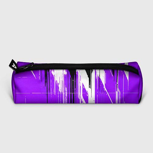 Пенал Вертикальные чёрно-белые линии на фиолетовом фоне / 3D-принт – фото 3