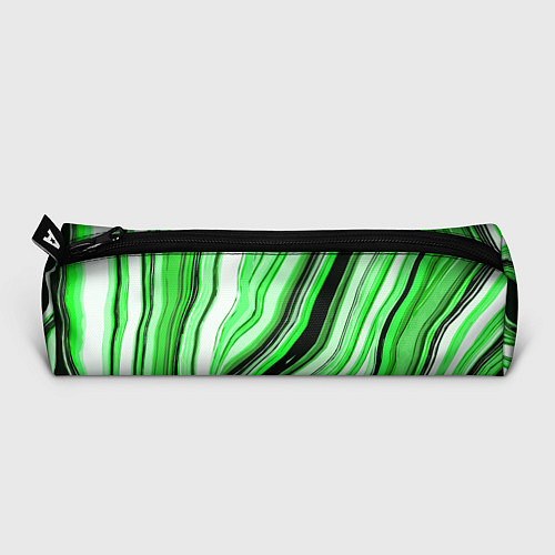 Пенал Волнистые вертикальные чёрно-зелёные полосы / 3D-принт – фото 3