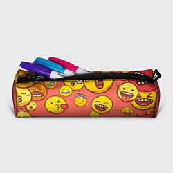 Пенал для ручек Смайлы на красном фоне, цвет: 3D-принт — фото 2
