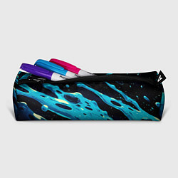 Пенал для ручек Синие волны краски на черном, цвет: 3D-принт — фото 2