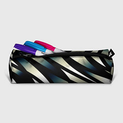 Пенал для ручек Чёрно-белый с синим затемнением полосы, цвет: 3D-принт — фото 2