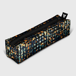Пенал для ручек Тёмный синий с оранжевым кубики абстракция, цвет: 3D-принт