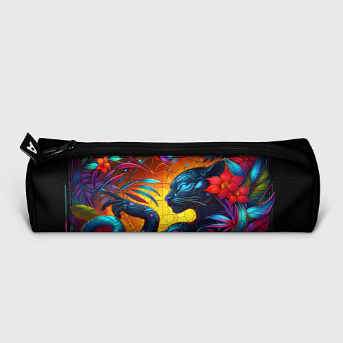 Пенал Грациозная пантера среди тропических цветов / 3D-принт – фото 3