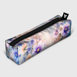 Пенал для ручек Нежный голубой цветочный с золотистым свечением, цвет: 3D-принт