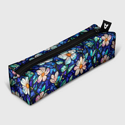 Пенал Цветочный тёмно-синий витраж