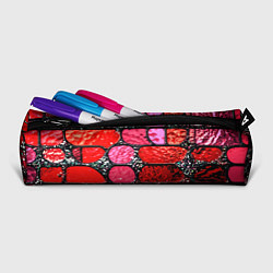 Пенал для ручек Рубиновый красный витражные плитки, цвет: 3D-принт — фото 2
