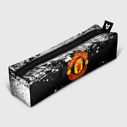 Пенал для ручек Манчестер Юнайтед черно белые краски лого, цвет: 3D-принт