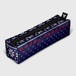 Пенал для ручек Вязаный новогодний узор, цвет: 3D-принт