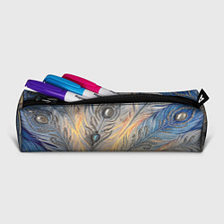 Пенал для ручек Синие перья с самоцветами, цвет: 3D-принт — фото 2