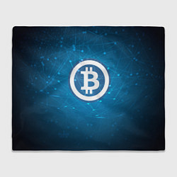 Плед флисовый Bitcoin Blue, цвет: 3D-велсофт