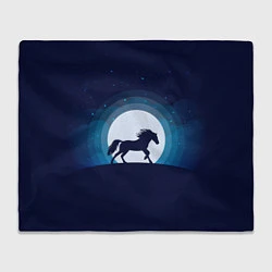 Плед флисовый Лошадь под луной, цвет: 3D-велсофт