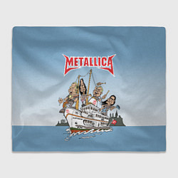 Плед флисовый Metallica - музыканты на карабле, цвет: 3D-велсофт