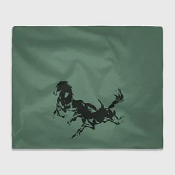 Плед флисовый Черные кони, цвет: 3D-велсофт