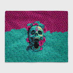 Плед флисовый Неоновый череп, цвет: 3D-велсофт
