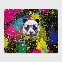 Плед флисовый Панда хипстер в брызгах краски, цвет: 3D-велсофт