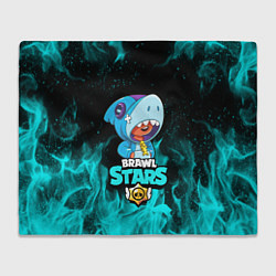 Плед флисовый BRAWL STARS LEON SHARK, цвет: 3D-велсофт