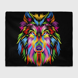 Плед флисовый Neon wolf, цвет: 3D-велсофт