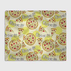Плед флисовый Узор - Пицца на желтом, цвет: 3D-велсофт
