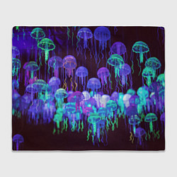 Плед флисовый Неоновые медузы, цвет: 3D-велсофт