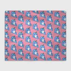 Плед флисовый Дельфинчики Единорожки, цвет: 3D-велсофт
