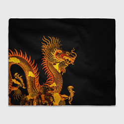 Плед флисовый Золотой китайский дракон, цвет: 3D-велсофт