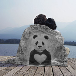 Плед флисовый Панда Любовь Сердце Меланж, цвет: 3D-велсофт — фото 2