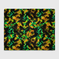 Плед флисовый Абстрактный желто-зеленый узор, цвет: 3D-велсофт