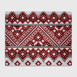 Плед флисовый Русский узор, геометрическая вышивка, цвет: 3D-велсофт