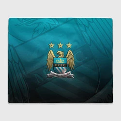 Плед флисовый Manchester City Teal Themme, цвет: 3D-велсофт