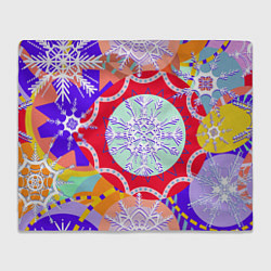 Плед флисовый Яркий абстрактный зимний дизайн из снежинок, цвет: 3D-велсофт