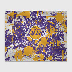 Плед флисовый LAKERS ФИРМЕННЫЕ ЦВЕТА БРЫЗГИ КРАСОК LA, цвет: 3D-велсофт