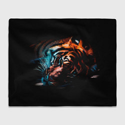 Плед флисовый Красивый Тигр лежит, цвет: 3D-велсофт
