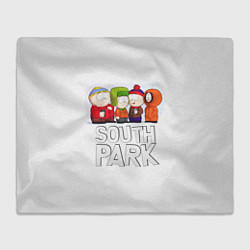 Плед флисовый South Park - Южный парк Кенни, Кайл, Стэн и Эрик, цвет: 3D-велсофт