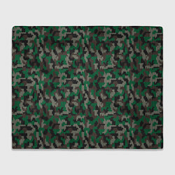 Плед флисовый Зелёный Вязаный Камуфляж, цвет: 3D-велсофт