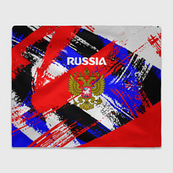 Плед флисовый Russia Геометрия патриотизм, цвет: 3D-велсофт