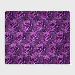 Плед флисовый Фиолетовые цветы паттерн, цвет: 3D-велсофт