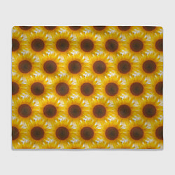 Плед флисовый Желтые подсолнухи паттерн, цвет: 3D-велсофт