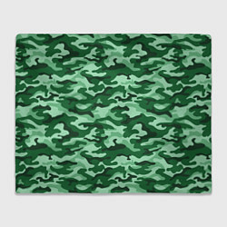 Плед флисовый Зеленый монохромный камуфляж, цвет: 3D-велсофт