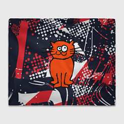 Плед флисовый Забаный красный кот, цвет: 3D-велсофт
