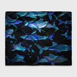 Плед флисовый На дне морском Акулы, цвет: 3D-велсофт