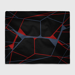 Плед флисовый Геометрические линии сине-красные, цвет: 3D-велсофт