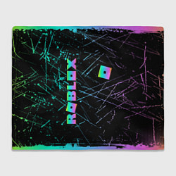 Плед флисовый ROBLOX неоновый логотип, цвет: 3D-велсофт