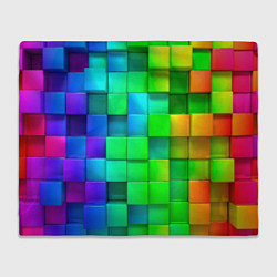 Плед флисовый РАЗНОЦВЕТНЫЕ КУБИКИ MULTICOLORED CUBES, цвет: 3D-велсофт