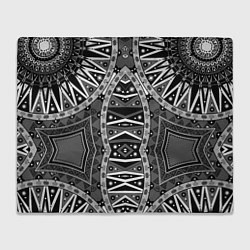 Плед флисовый Черно-белый этнический орнамент, цвет: 3D-велсофт