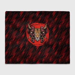 Плед флисовый Тигр в маске самурая, цвет: 3D-велсофт