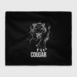 Плед флисовый Cougar on the hunt - Пума на охоте, цвет: 3D-велсофт