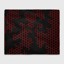 Плед флисовый НАНОКОСТЮМ Black and Red Hexagon Гексагоны, цвет: 3D-велсофт